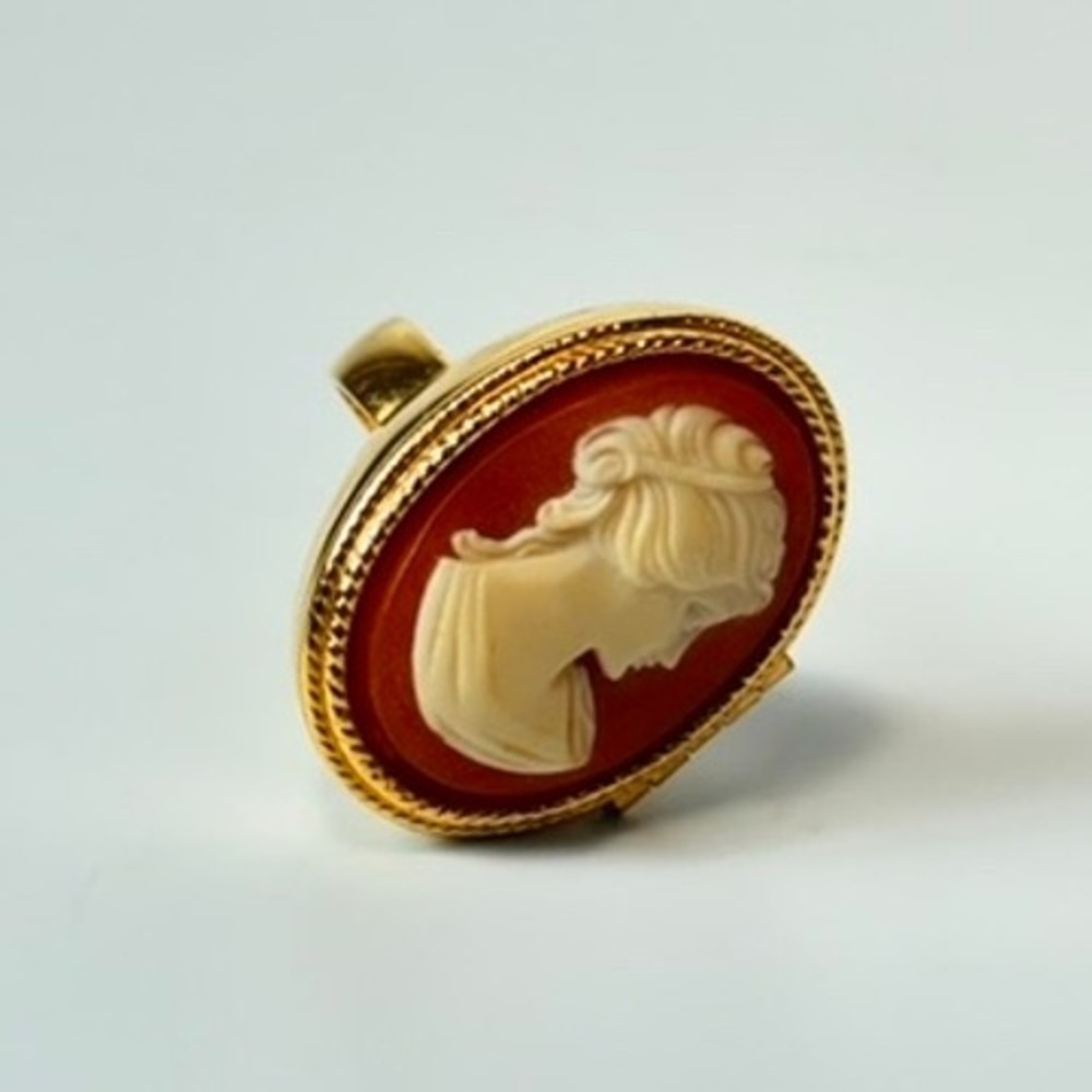 Vintage Avon Poison Ring Gold Red Cameo Locket Statement Dark Academia Goth Boho